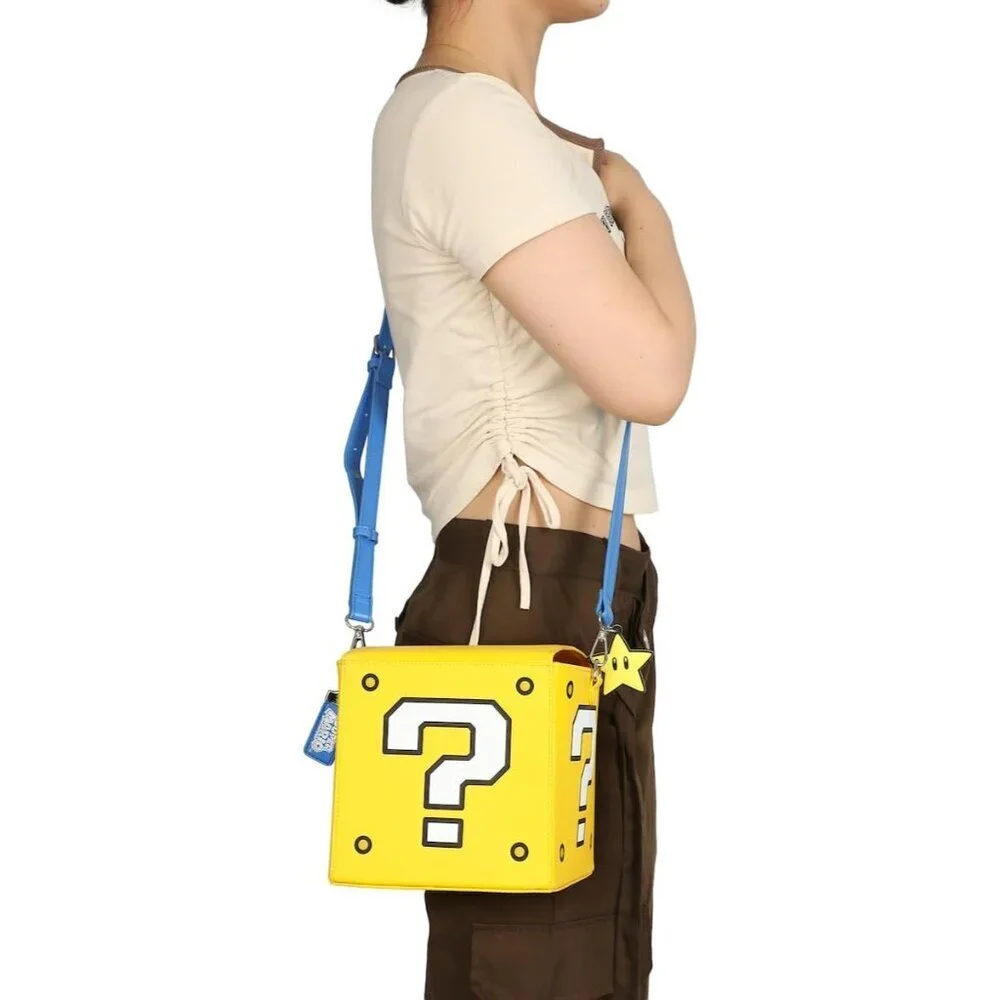 Super Mario Bros Crossbody Bag Novelty Question Mark Item Block PU Women's